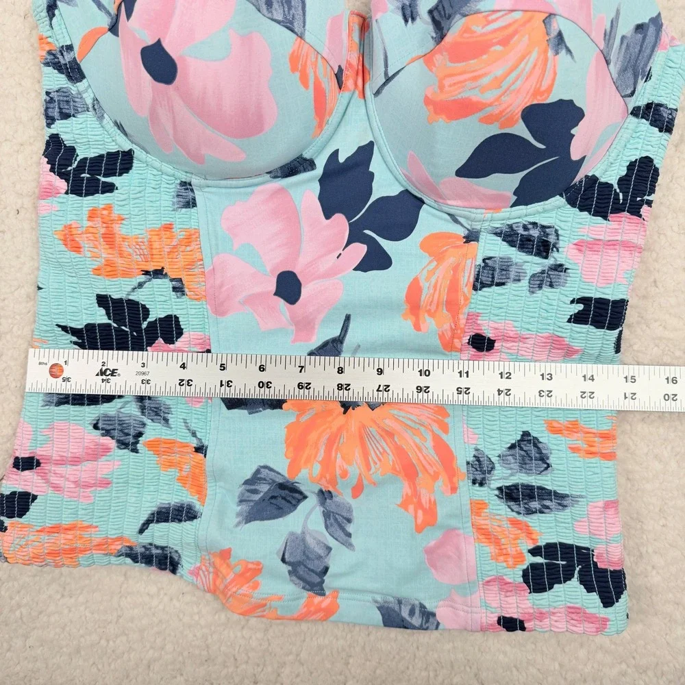 Seafolly Australia 12 bottom / 14 DD top Floral Tankini Set Blue Pink Orange
